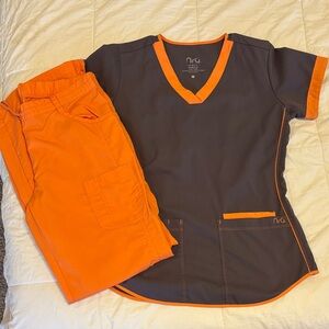 NRG Gray and Orange Scrub Set